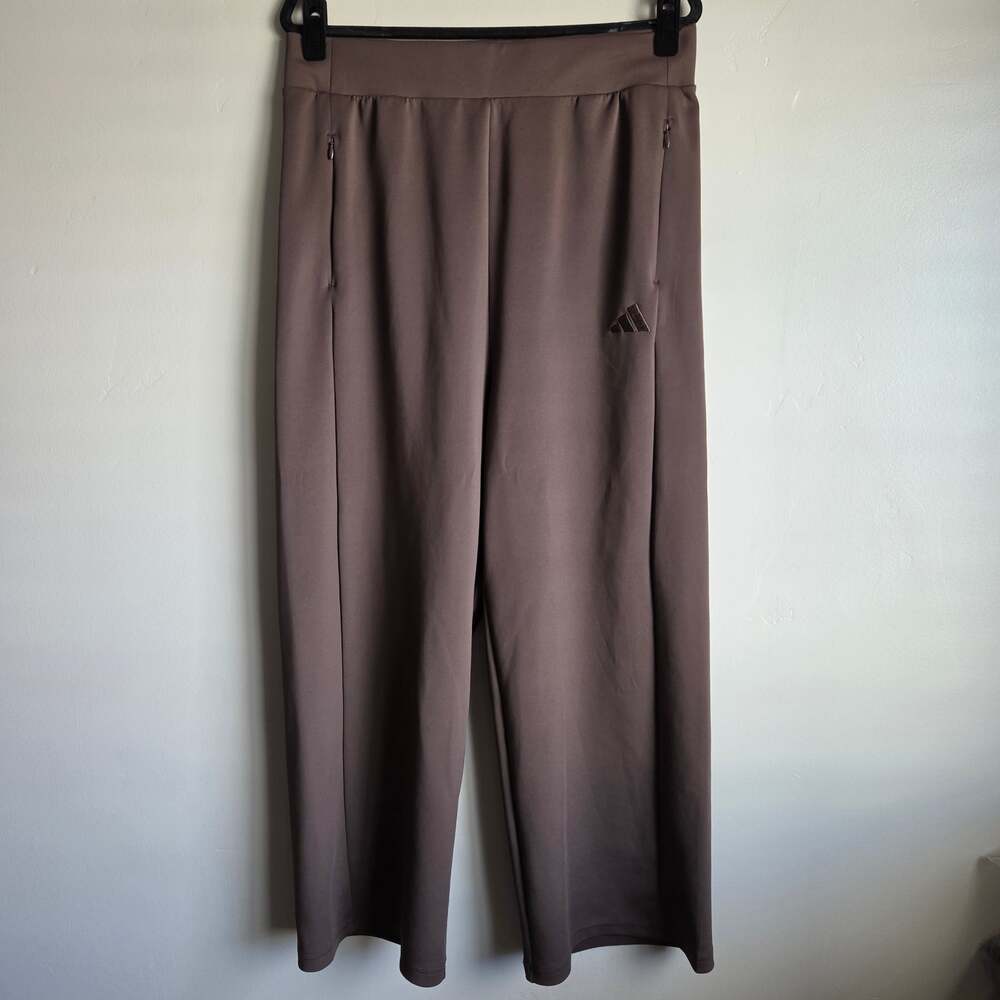 adidas Women’s High-Rise Wide-Leg Active Lounge Pants Brown KF0794 Size XL